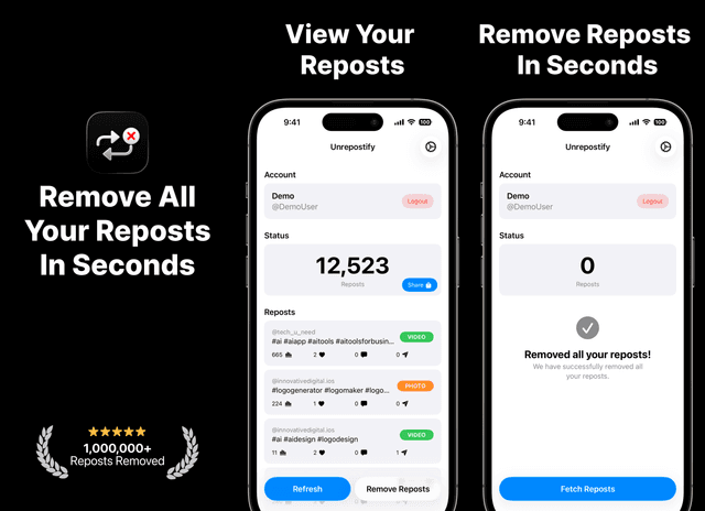 Unrepostify - Remove TikTok Reposts Hero